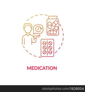 Medication concept icon. Treatment for ADHD in adults abstract idea thin line illustration. Helping control symptoms. Increasing concentration. Vector isolated outline color drawing. Medication concept icon