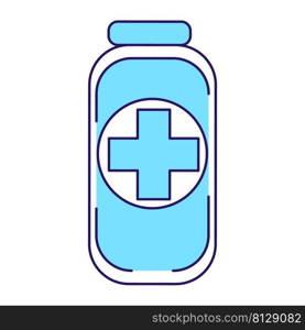 Medication in bottle semi flat color vector element. Full sized object on white. Medical substance. Disease prevention simple cartoon style illustration for web graphic design and animation. Medication in bottle semi flat color vector element