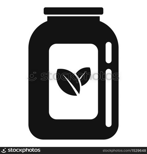 Medicinal herbs jar icon. Simple illustration of medicinal herbs jar vector icon for web design isolated on white background. Medicinal herbs jar icon, simple style