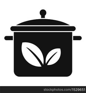 Medicinal herbs saucepan icon. Simple illustration of medicinal herbs saucepan vector icon for web design isolated on white background. Medicinal herbs saucepan icon, simple style