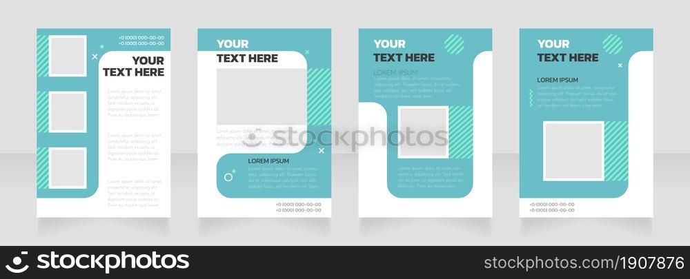 Medicinal product blank brochure layout design. Industry info. Vertical poster template set with empty copy space for text. Premade corporate reports collection. Editable flyer paper pages. Medicinal product blank brochure layout design
