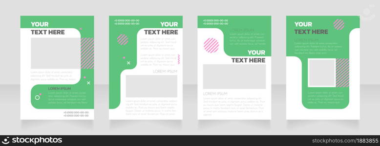 Medicinal product green and white blank brochure layout design. Vertical poster template set with empty copy space for text. Premade corporate reports collection. Editable flyer paper pages. Medicinal product green and white blank brochure layout designs