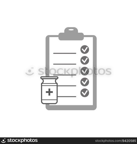 Medicine and clipboard. Medical checklist. Vector illustration. EPS 10. Stock image.. Medicine and clipboard. Medical checklist. Vector illustration. EPS 10.