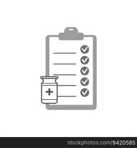 Medicine and clipboard. Medical checklist. Vector illustration. EPS 10. Stock image.. Medicine and clipboard. Medical checklist. Vector illustration. EPS 10.