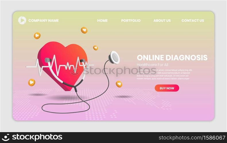 Medicine and healthcare modern design in 3d Perspective concept. Online diagnosis concept.