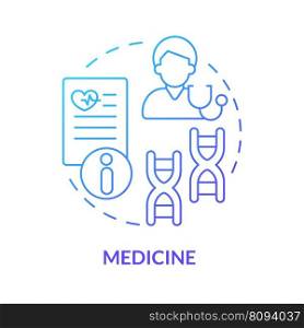 Medicine blue gradient concept icon. Determine health risks. Disease diagnosis. Genograms usage abstract idea thin line illustration. Isolated outline drawing. Myriad Pro-Bold font used. Medicine blue gradient concept icon