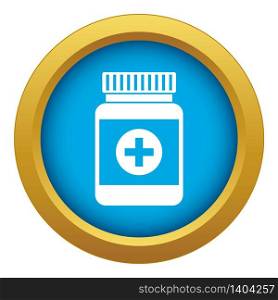 Medicine bottle icon blue vector isolated on white background for any design. Medicine bottle icon blue vector isolated
