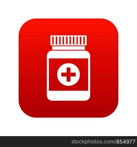 Medicine bottle icon digital red for any design isolated on white vector illustration. Medicine bottle icon digital red