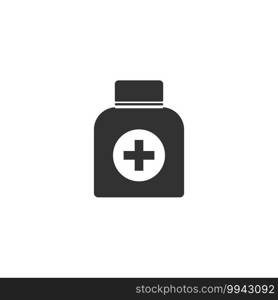 Medicine bottle icon flat. White pictogram on black background. Vector illustration symbol and bonus icons. Medicine bottle icon flat