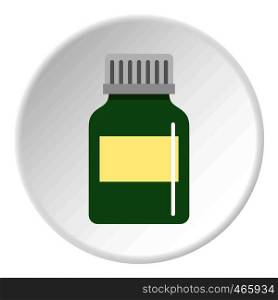 Medicine bottle icon in flat circle isolated on white vector illustration for web. Medicine bottle icon circle