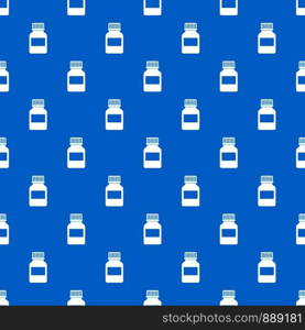 Medicine bottle pattern repeat seamless in blue color for any design. Vector geometric illustration. Medicine bottle pattern seamless blue