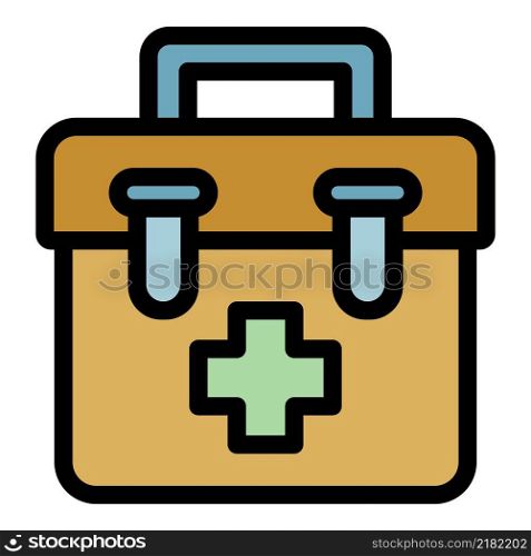 Medicine chest icon. Outline medicine chest vector icon color flat isolated. Medicine chest icon color outline vector