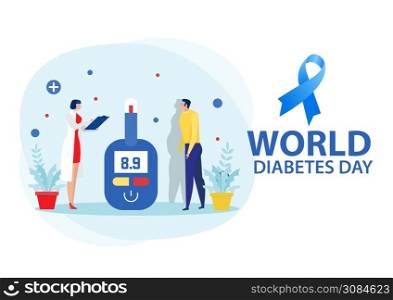 Medicine diabetes concept with man measuring sugar in blood with glucometer