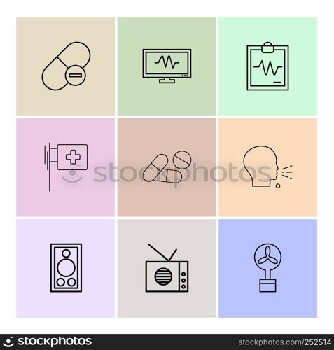 medicine , ecg , report , medical , medicine, speak , radio , fan , icon, vector, design, flat, collection, style, creative, icons
