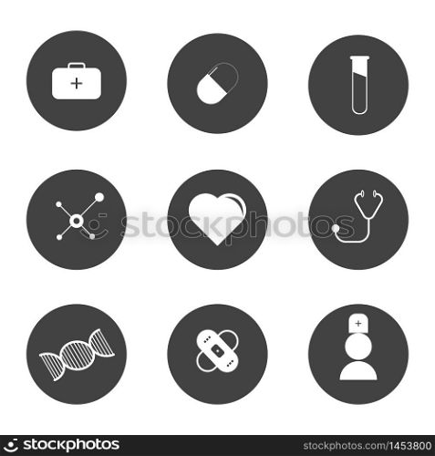 Medicine flat vector icon set, medical concept symbol.