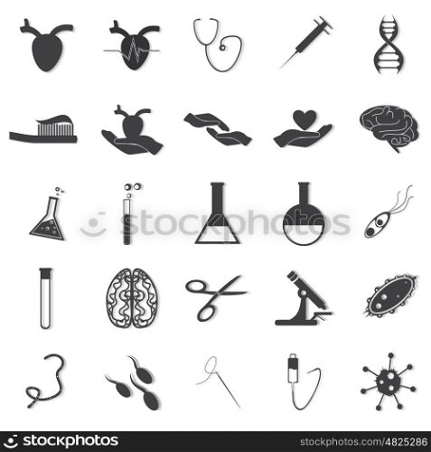 Medicine Icons Set, black isolated on white background