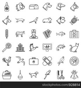 Medicine icons set. Outline style of 36 medicine vector icons for web isolated on white background. Medicine icons set, outline style