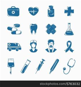 Medicine icons set with syringe stethoscope nurse ambulance isolated vector illustration
