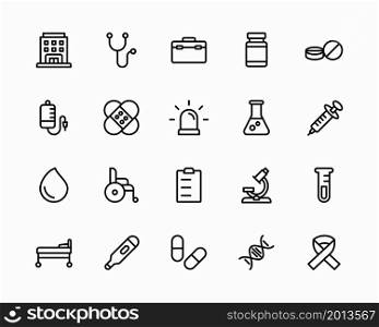 medicine icons vector line style, editable stroke