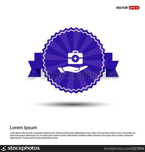 Medicine kit hand icon - Purple Ribbon banner