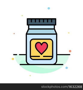 Medicine, Love, Heart, Wedding Abstract Flat Color Icon Template