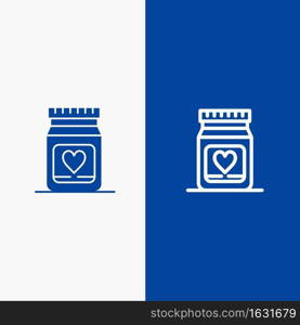 Medicine, Love, Heart, Wedding Line and Glyph Solid icon Blue banner Line and Glyph Solid icon Blue banner