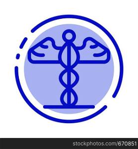 Medicine, Medical, Healthcare, Greece Blue Dotted Line Line Icon