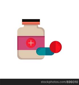 medicine, Pill, capsule, drugs, tablet Flat Color Icon Vector