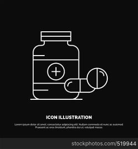 medicine, Pill, capsule, drugs, tablet Icon. Line vector symbol for UI and UX, website or mobile application. Vector EPS10 Abstract Template background