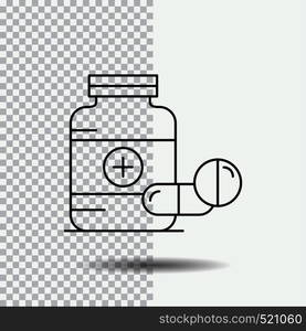 medicine, Pill, capsule, drugs, tablet Line Icon on Transparent Background. Black Icon Vector Illustration. Vector EPS10 Abstract Template background