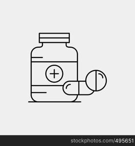 medicine, Pill, capsule, drugs, tablet Line Icon. Vector isolated illustration. Vector EPS10 Abstract Template background