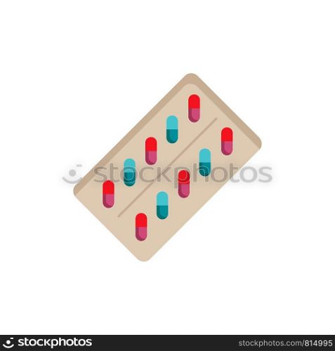 medicine, Pill, drugs, tablet, packet Flat Color Icon Vector