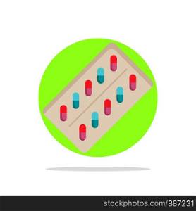 medicine, Pill, drugs, tablet, packet Flat Color Icon Vector