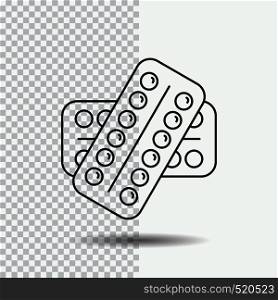 medicine, Pill, drugs, tablet, patient Line Icon on Transparent Background. Black Icon Vector Illustration. Vector EPS10 Abstract Template background