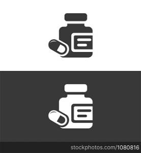Medicine pills and capsules bottle icon with. Isolated vector illustration