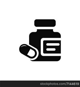 Medicine pills and capsules bottle icon with. Isolated vector illustration