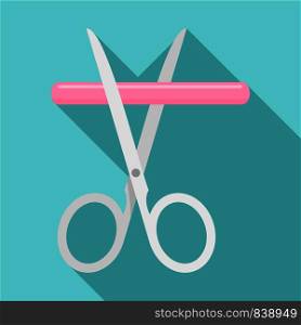 Medicine scissor icon. Flat illustration of medicine scissor vector icon for web design. Medicine scissor icon, flat style