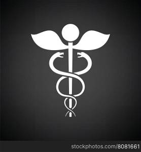 Medicine sign icon. Black background with white. Vector illustration.