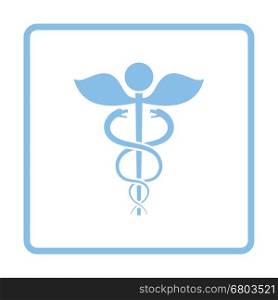 Medicine sign icon. Blue frame design. Vector illustration.