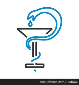Medicine Sign With Snake And Glass Icon. Editable Bold Outline With Color Fill Design. Vector Illustration.