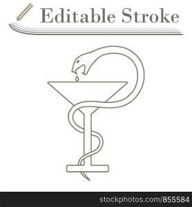 Medicine Sign With Snake And Glass Icon. Editable Stroke Simple Design. Vector Illustration.