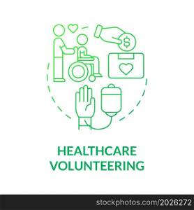 Medicine volunteering green gradient concept icon. Social participation. Humanitarian aid for healthcare service.abstract idea thin line illustration. Vector isolated outline color drawing. Medicine volunteering green gradient concept icon