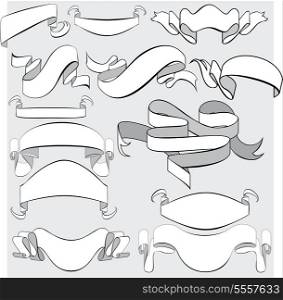 Medieval abstract ribbons, crolls, banners - set for heraldry design elements.