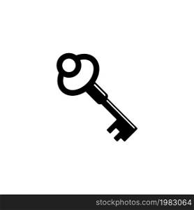 Medieval Antique Old Key, Unlock Tool. Flat Vector Icon illustration. Simple black symbol on white background. Medieval Antique Old Key, Unlock Tool sign design template for web and mobile UI element. Medieval Antique Old Key Flat Vector Icon