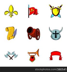 Medieval armor icons set. Cartoon illustration of 9 medieval armor vector icons for web. Medieval armor icons set, cartoon style