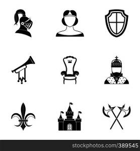 Medieval armor icons set. Simple illustration of 9 medieval armor vector icons for web. Medieval armor icons set, simple style