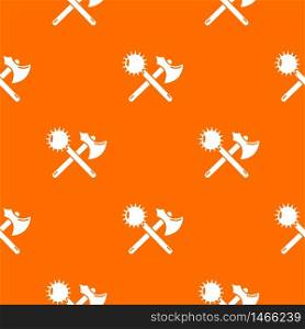 Medieval axe and mace pattern vector orange for any web design best. Medieval axe and mace pattern vector orange
