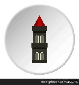 Medieval battle tower icon in flat circle isolated on white background vector illustration for web. Medieval battle tower icon circle