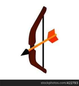 Medieval bow and arrow isometric 3d icon. Fantasy illustration isolated on a white . Medieval bow isometric 3d icon