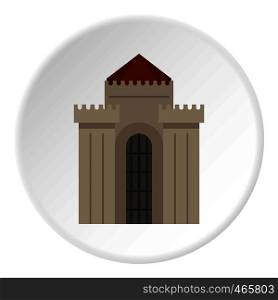 Medieval building icon in flat circle isolated on white background vector illustration for web. Medieval building icon circle
